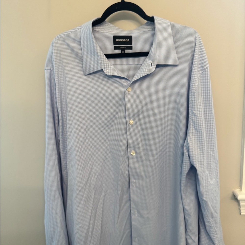 Bonobos Blue Dress Shirt Elegant Cotton Blend